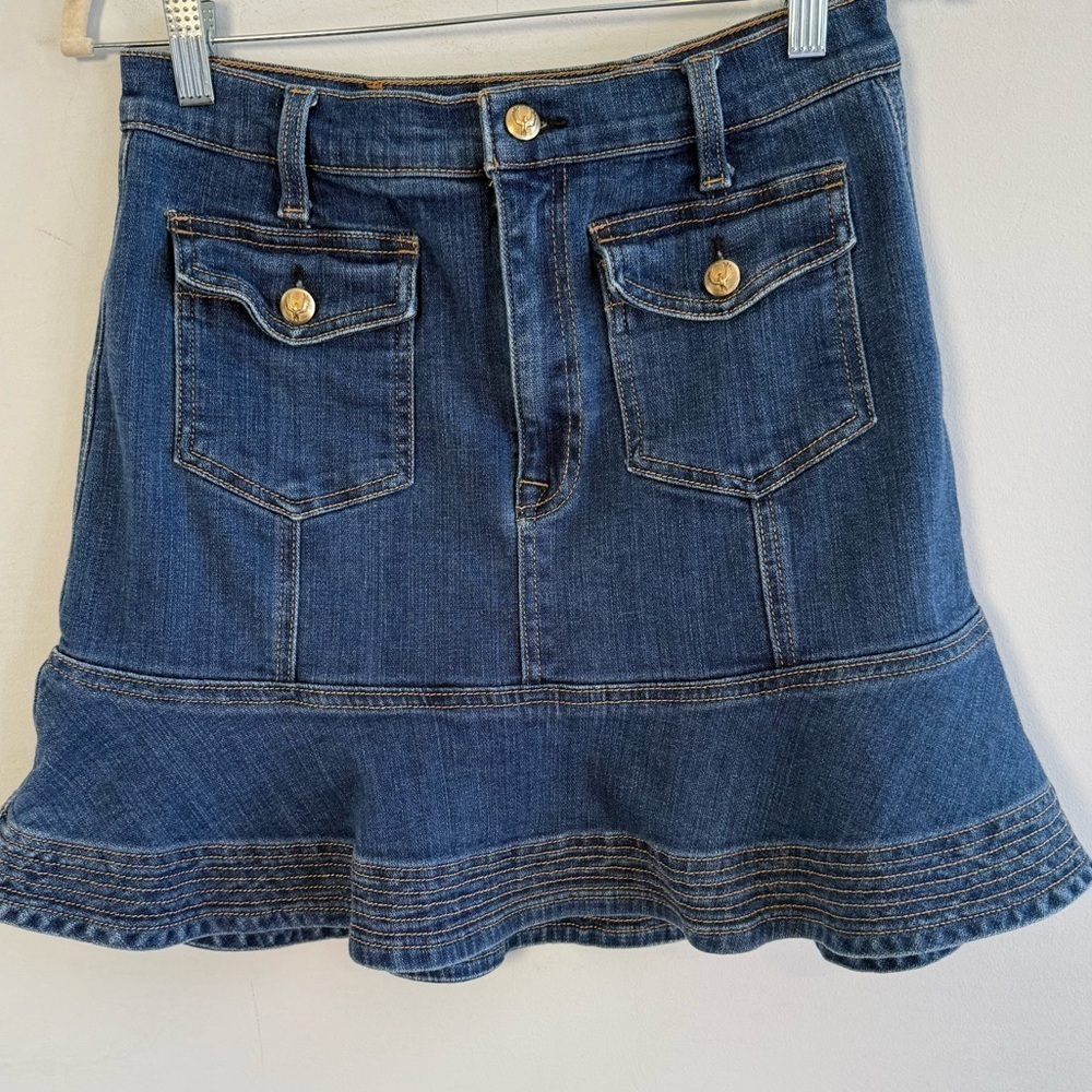 7 For All Mankind Dark Blue Denim Mini Skirt